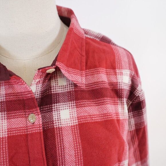 Lee Riders Red Plaid Large Flannel Collared Button Front Shirt - Picture 3 of 9